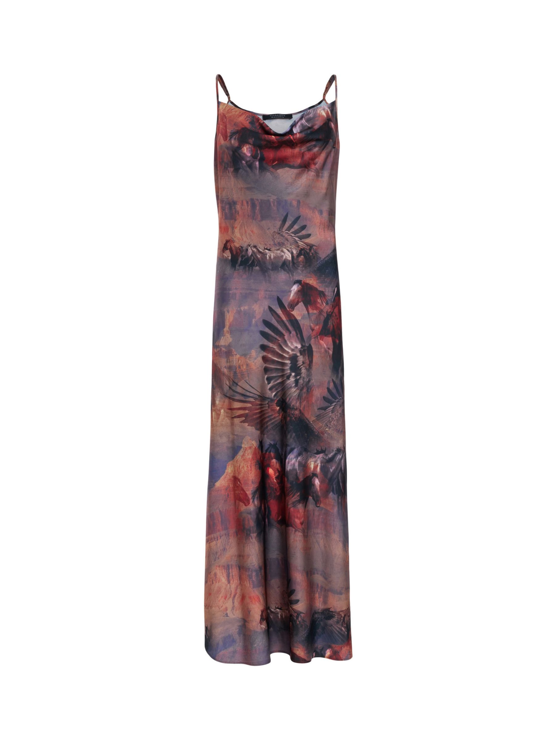 Buy AllSaints Hadley Colca Cowl Neck Midi Dress, Canyon Purple/Multi Online at johnlewis.com