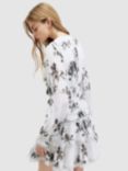 AllSaints Zora Iona Lace Trim Mini Dress, White/Multi, White/Multi