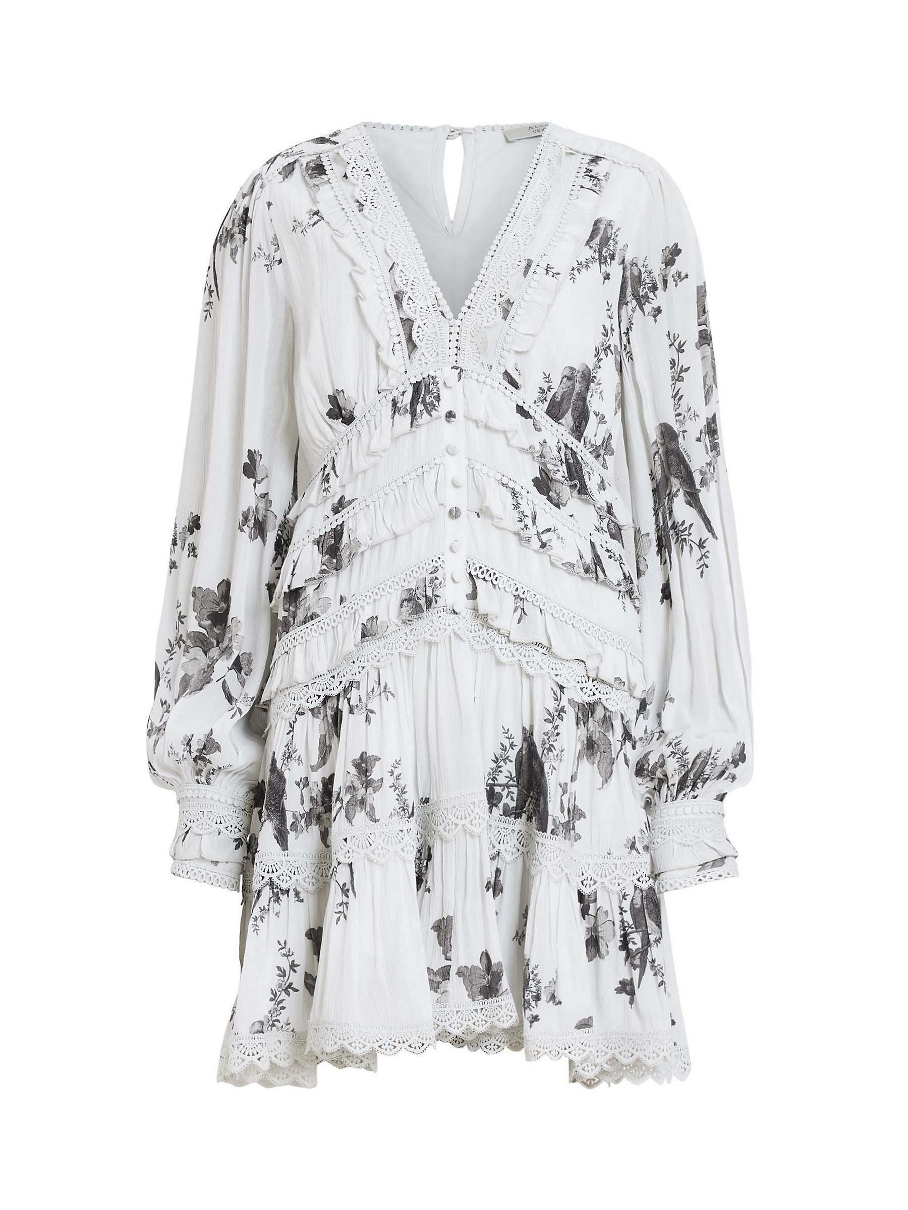 Buy AllSaints Zora Iona Lace Trim Mini Dress, White/Multi Online at johnlewis.com
