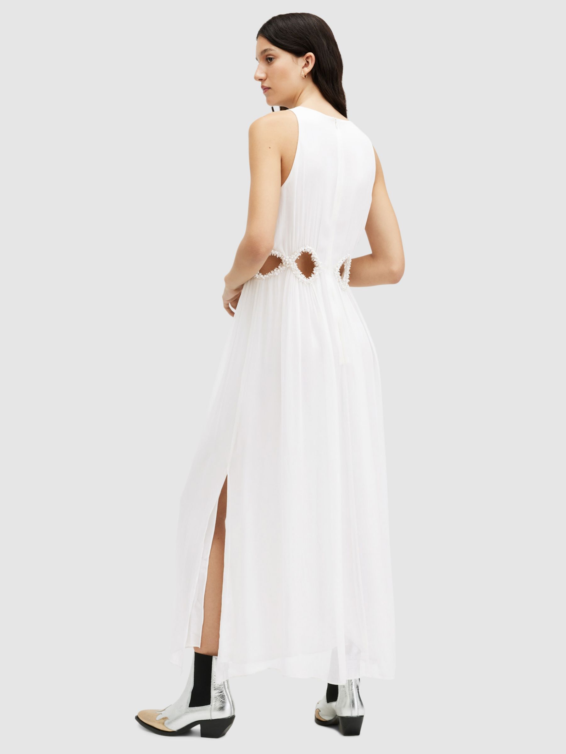 AllSaints Mabel Embellished Maxi Dress, Off White, 6