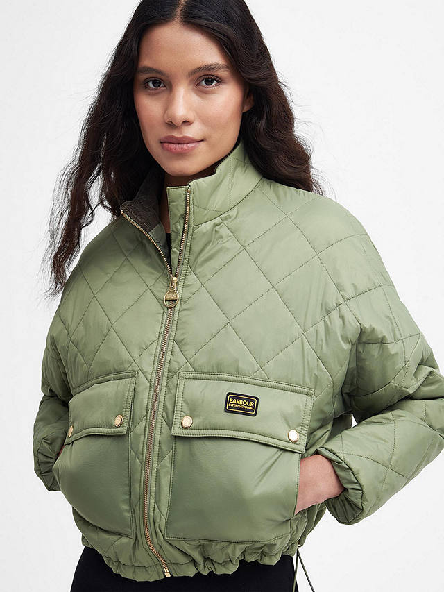 Barbour International Hamilton Quilted Bomber Jacket, Oil Green