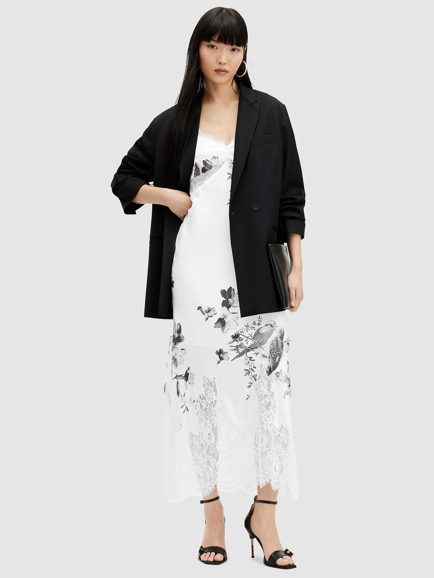 Buy AllSaints Evangelia Iona Floral Maxi Silk Blend Dress, Off White Online at johnlewis.com