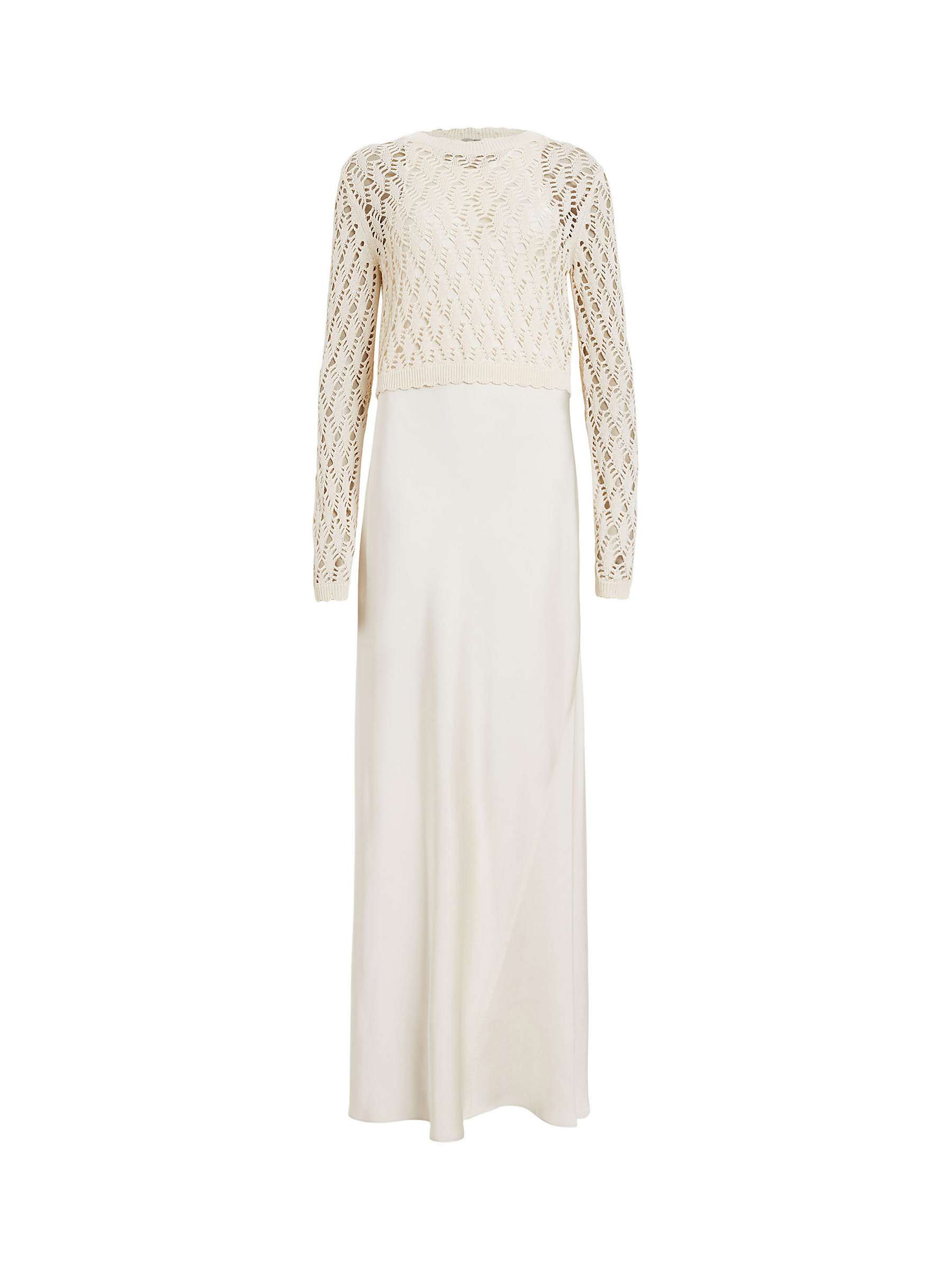 Buy AllSaints Erin 2-In-1 Crochet Jumper Maxi Dress, Cream Online at johnlewis.com