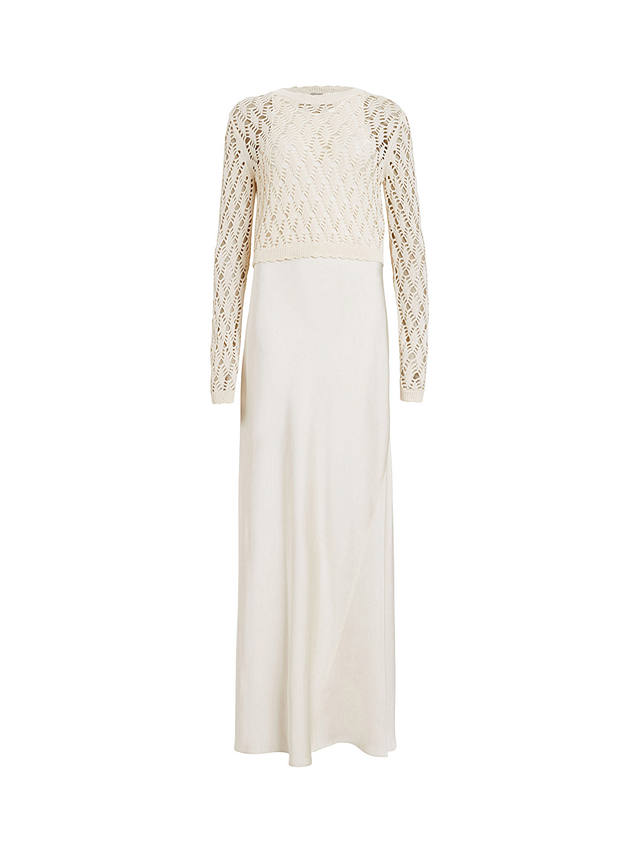 AllSaints Erin 2-In-1 Crochet Jumper Maxi Dress, Cream