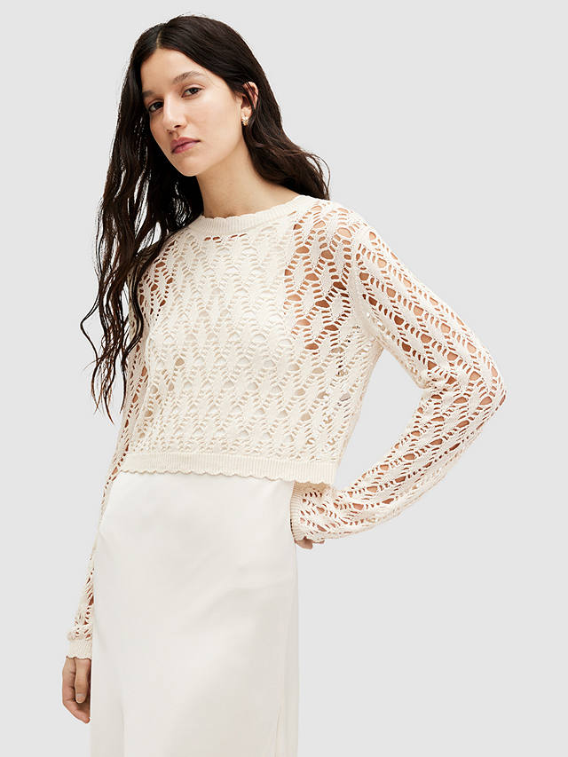 AllSaints Erin 2-In-1 Crochet Jumper Maxi Dress, Cream