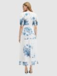 AllSaints Dinah Dekorah Midi Floral Dress, Denim Blue/White, Denim Blue/White