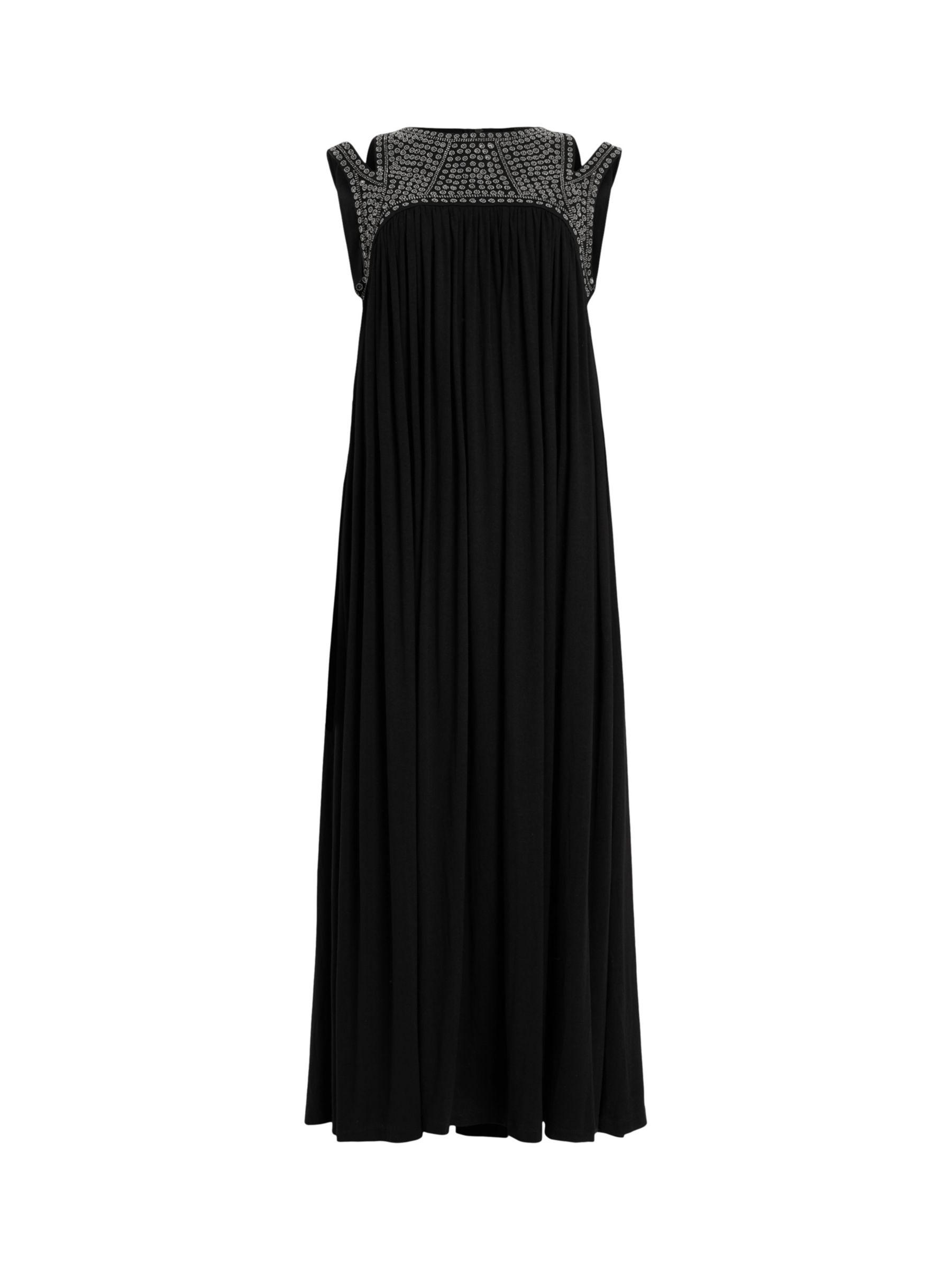 AllSaints Arizona Embroidered Maxi Dress, Black, 14