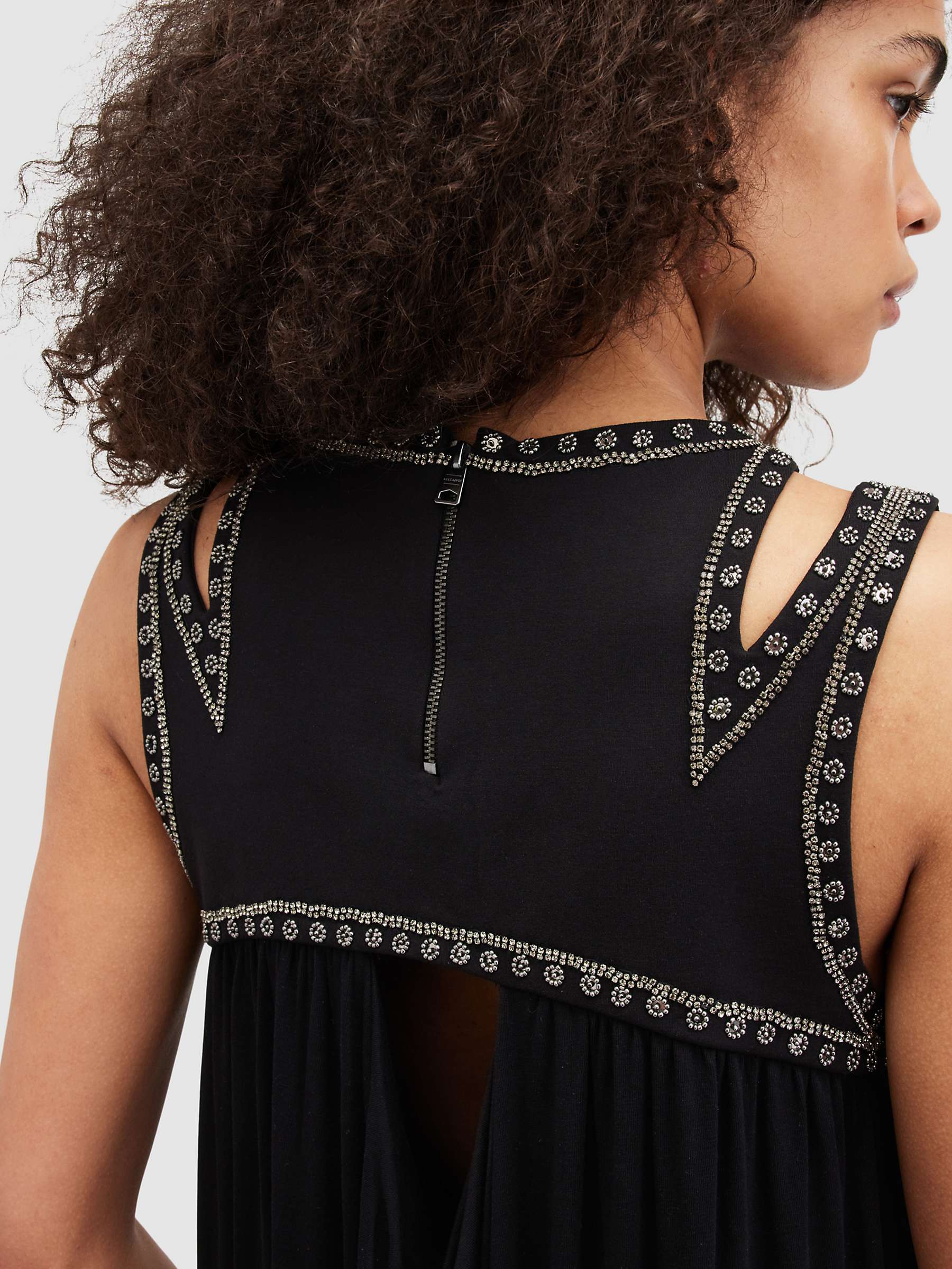 Buy AllSaints Arizona Embroidered Maxi Dress, Black Online at johnlewis.com