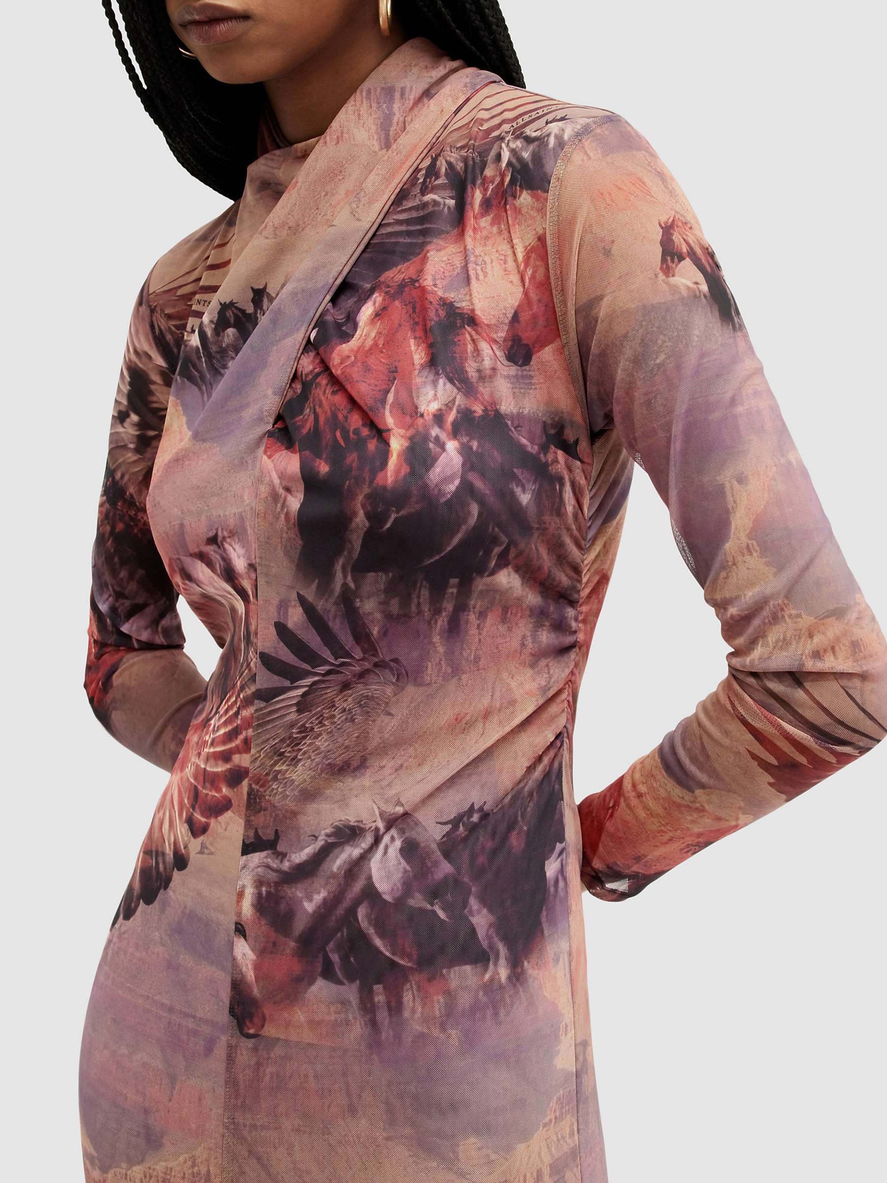 Buy AllSaints Tia Colca Midi Dress, Canyon Purple Online at johnlewis.com
