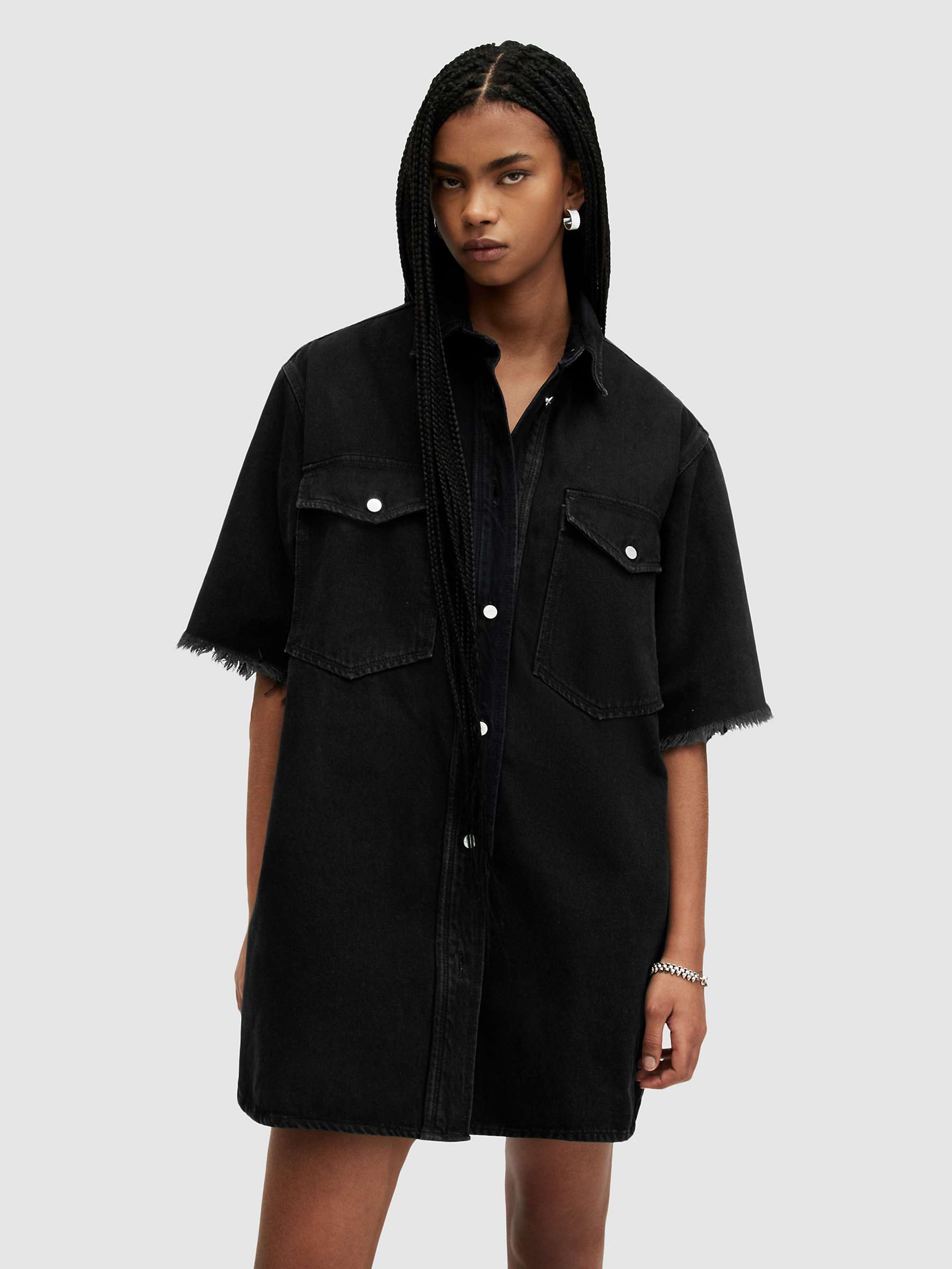 Buy AllSaints Lily Denim Mini Shirt Dress, Washed Black Online at johnlewis.com
