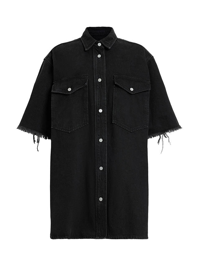 AllSaints Lily Denim Mini Shirt Dress, Washed Black
