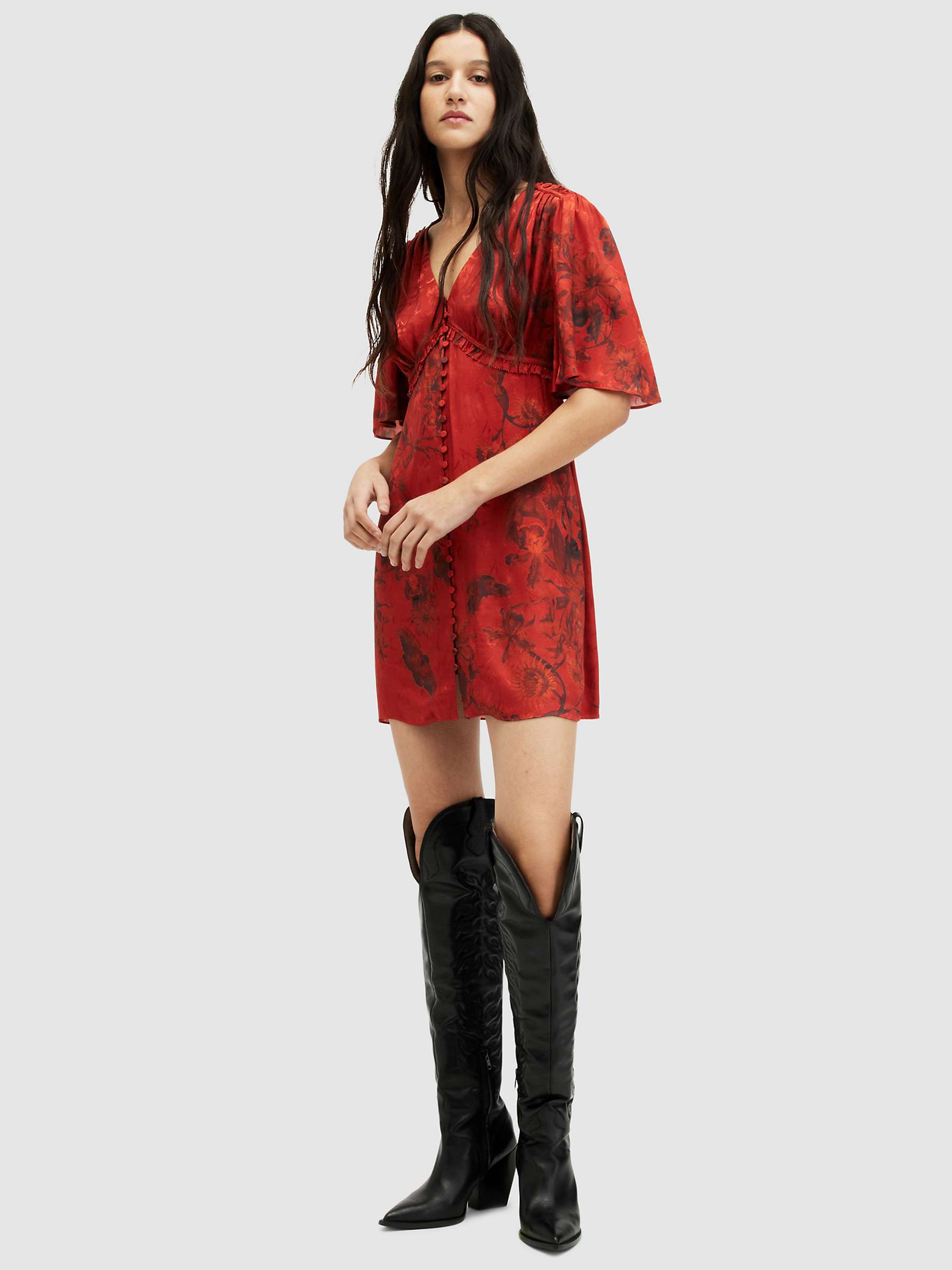 Buy AllSaints Tian Sanibel Mini Dress, Rust Red Online at johnlewis.com