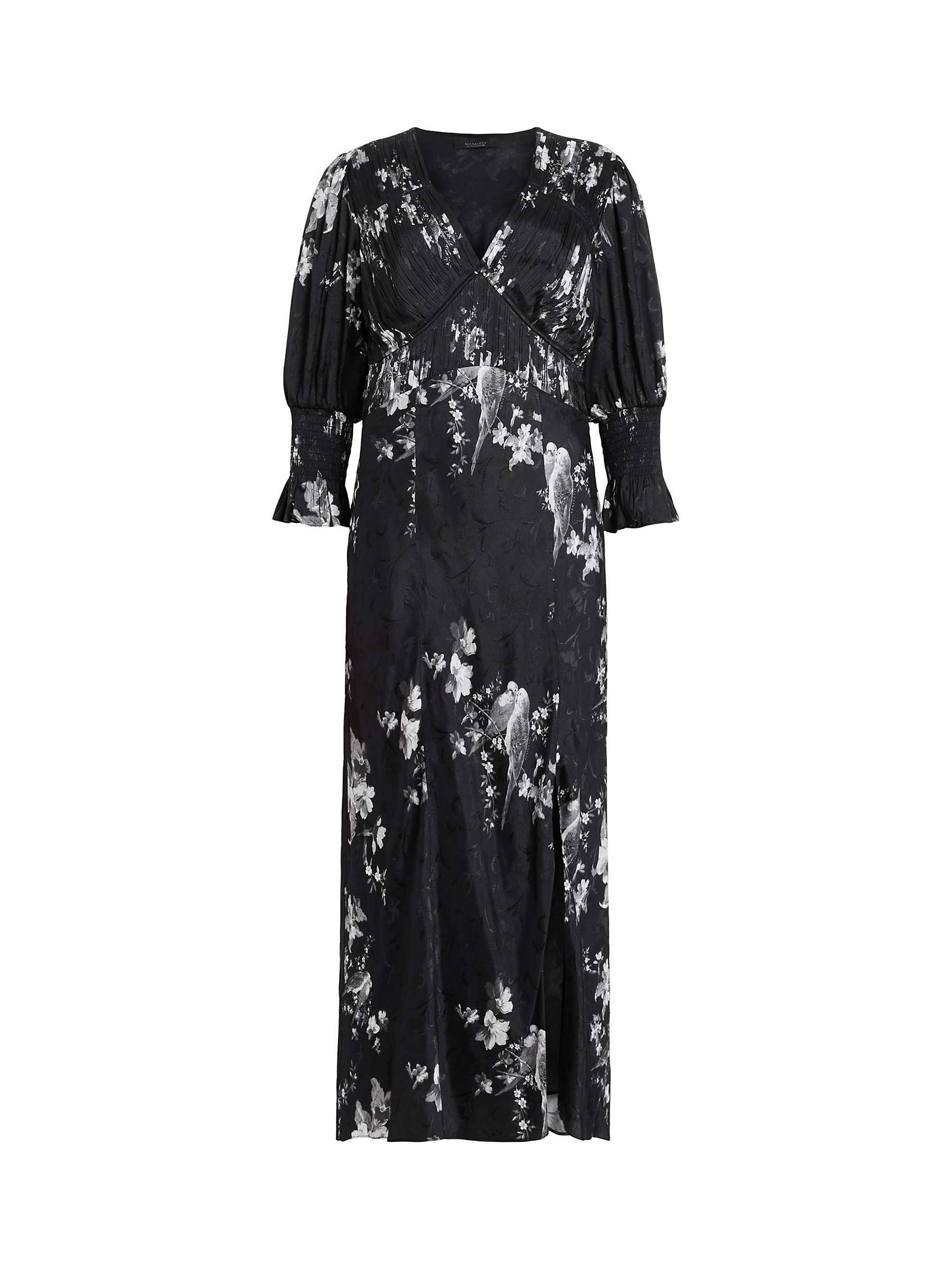 Buy AllSaints Hannah Iona Jacquard Floral Midi Dress, Black/Multi Online at johnlewis.com