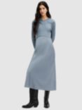 AllSaints Hana 2-In-1 Midi Dress, Denim Blue, Denim Blue