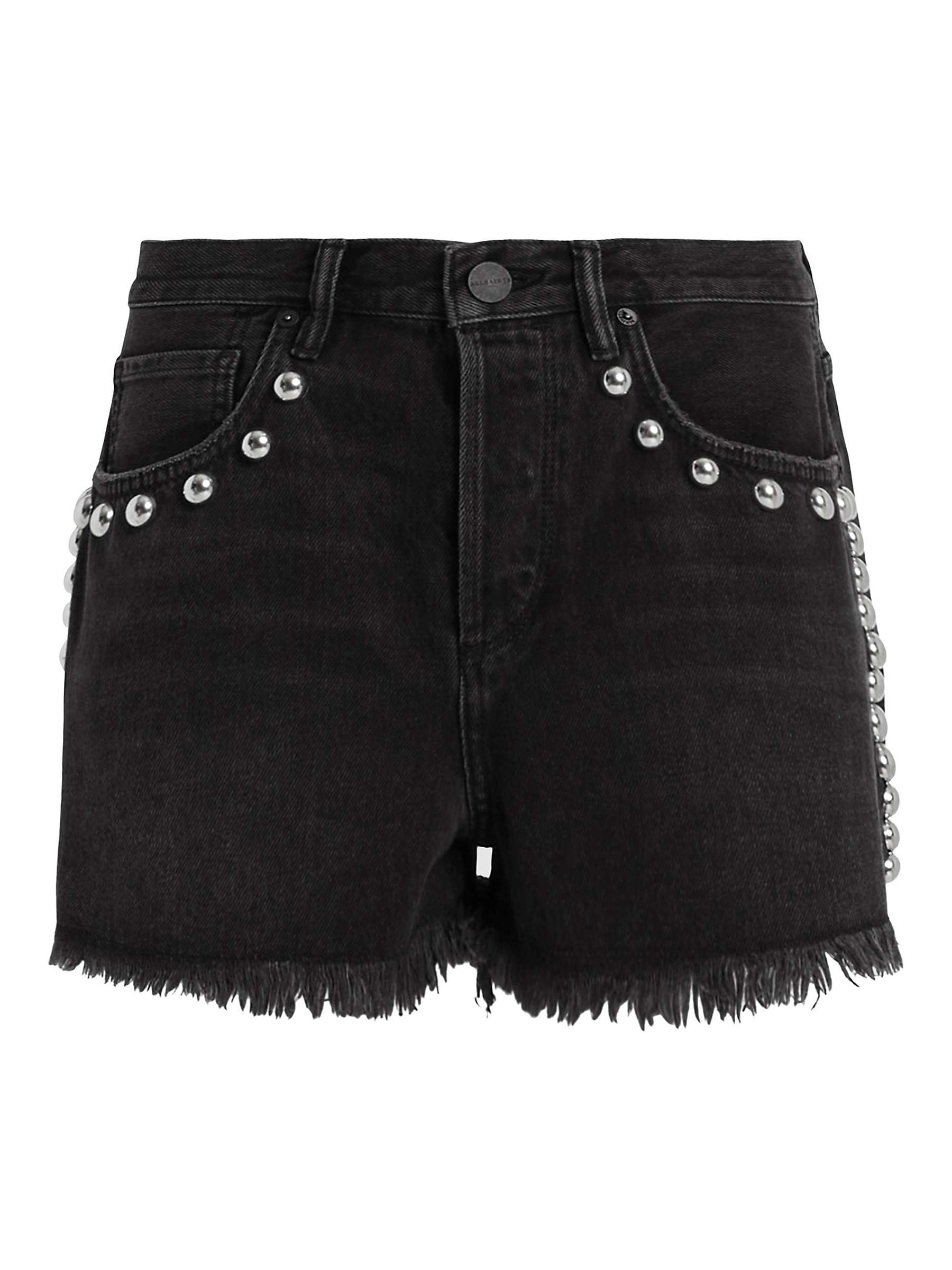 Buy AllSaints Heidi Studded Denim Cotton Shorts, Washed Black Online at johnlewis.com