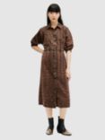 AllSaints Osa Leopard Print Midi Shirt Dress, Brown, Brown