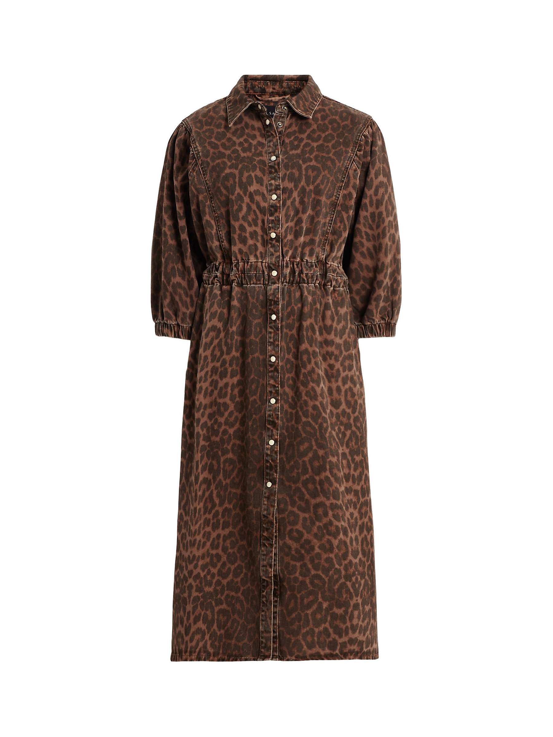 Buy AllSaints Osa Leopard Print Midi Shirt Dress, Brown Online at johnlewis.com