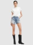 AllSaints Idaho Western Fray Hem Denim Shorts, Vintage Indigo