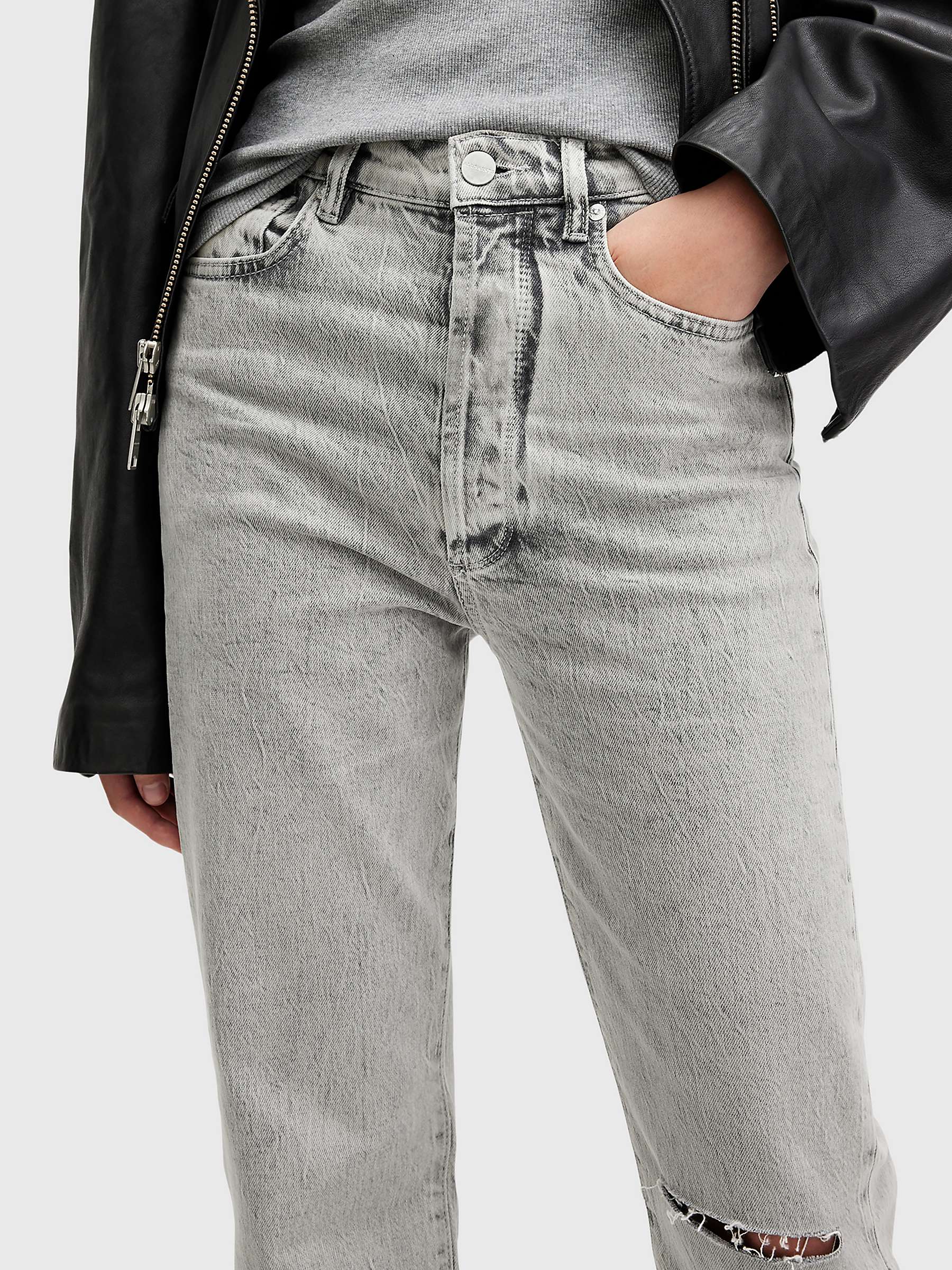 Buy AllSaints Edie High Rise Straight Jeans, Snow Grey Online at johnlewis.com