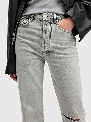 AllSaints Edie High Rise Straight Jeans, Snow Grey