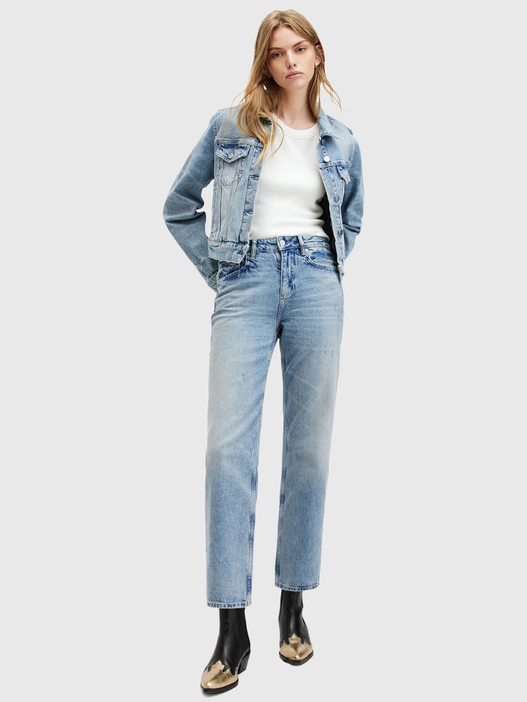 AllSaints Ida Mid Rise Straight Leg Jeans, Vintage Indigo, 31