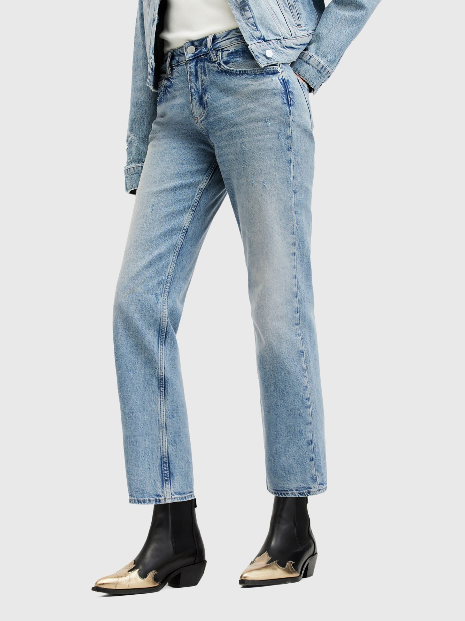 AllSaints Ida Mid Rise Straight Leg Jeans, Vintage Indigo, 31