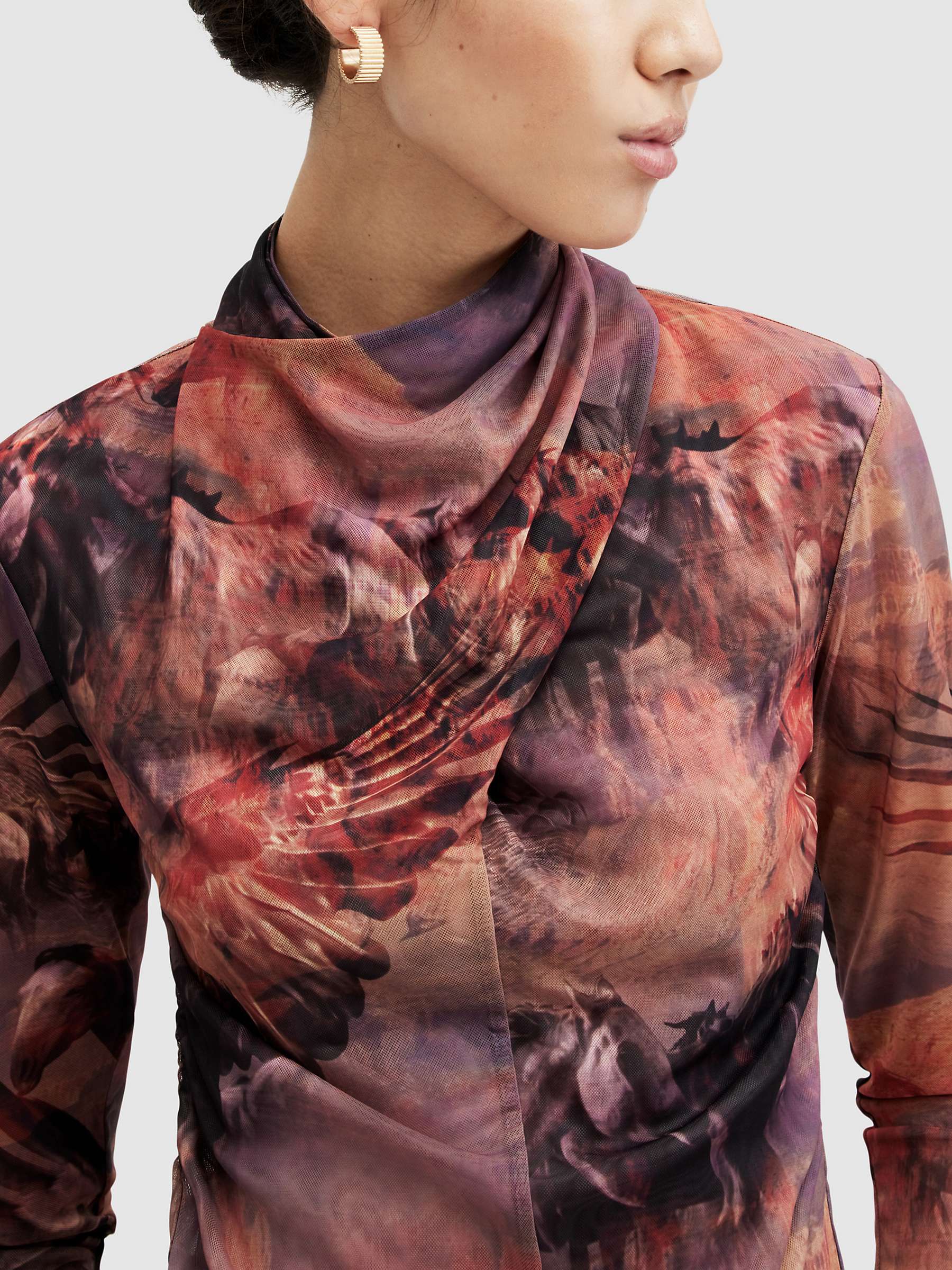 Buy AllSaints Tia Colca Animal and Flower Print Blouse, Canyon Purple/Multi Online at johnlewis.com