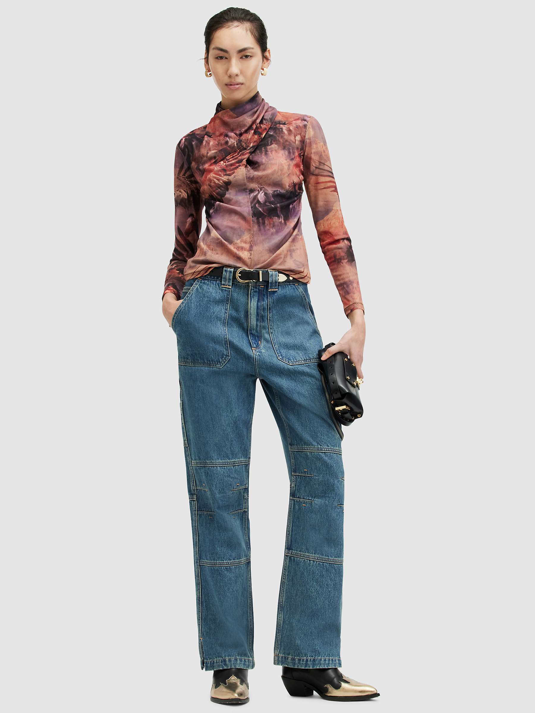 Buy AllSaints Tia Colca Animal and Flower Print Blouse, Canyon Purple/Multi Online at johnlewis.com