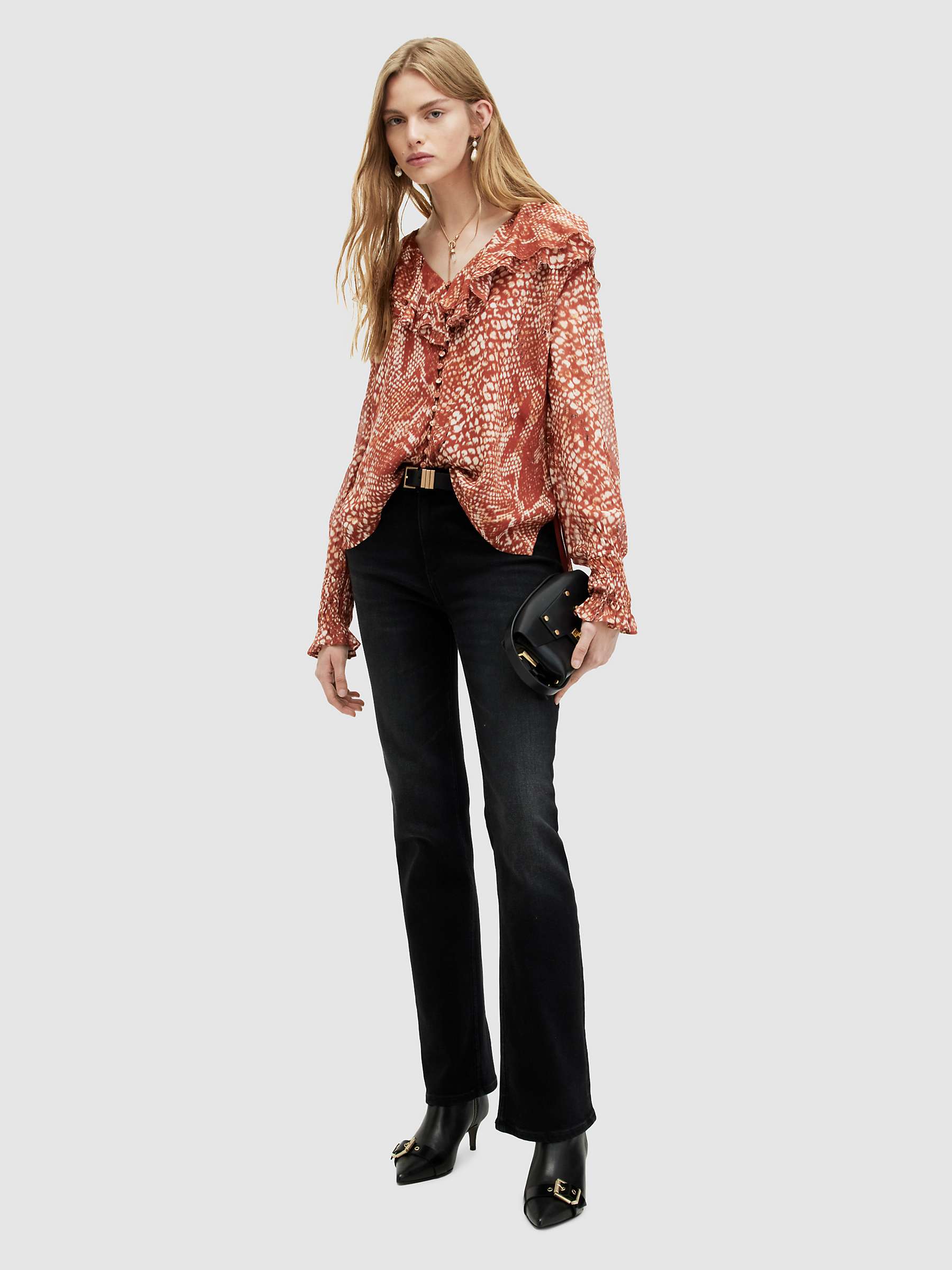 Buy Allsaints Phoebe Waimea Blouse, Red Clay Online at johnlewis.com