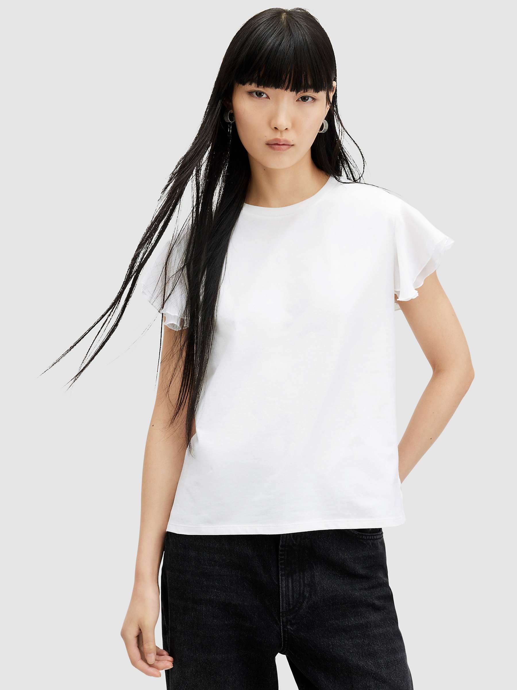 Buy AllSaints Isabel Frill Sleeve T-Shirt Online at johnlewis.com