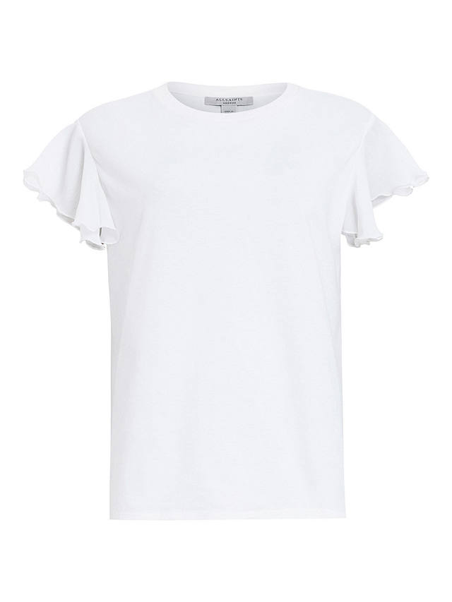 AllSaints Isabel Frill Sleeve T-Shirt, Chalk White