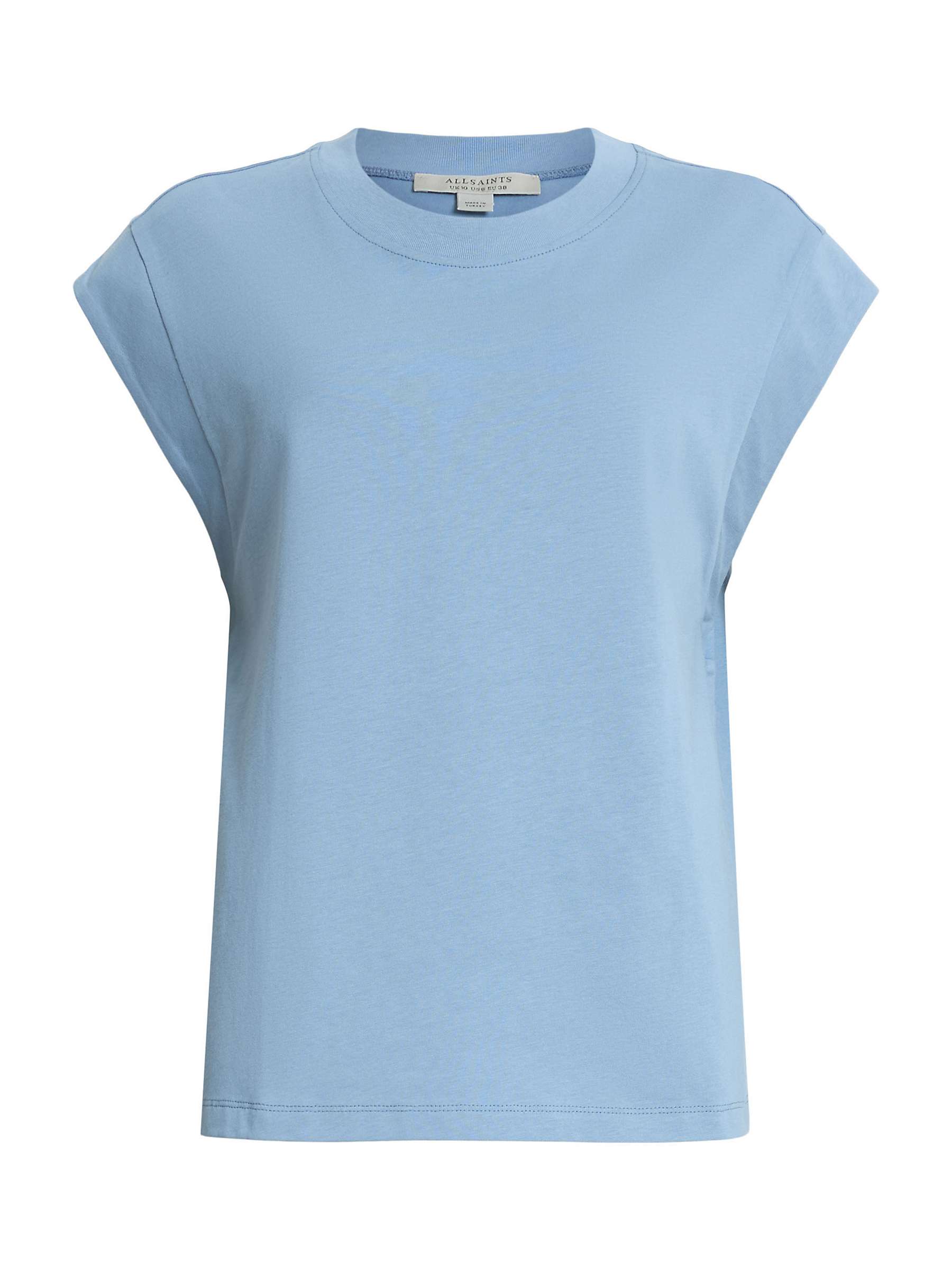 Buy AllSaints Esme Cap Sleeve Organic Cotton T-Shirt, Denim Blue Online at johnlewis.com