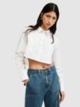 AllSaints Averie Cropped Organic Cotton Shirt, White