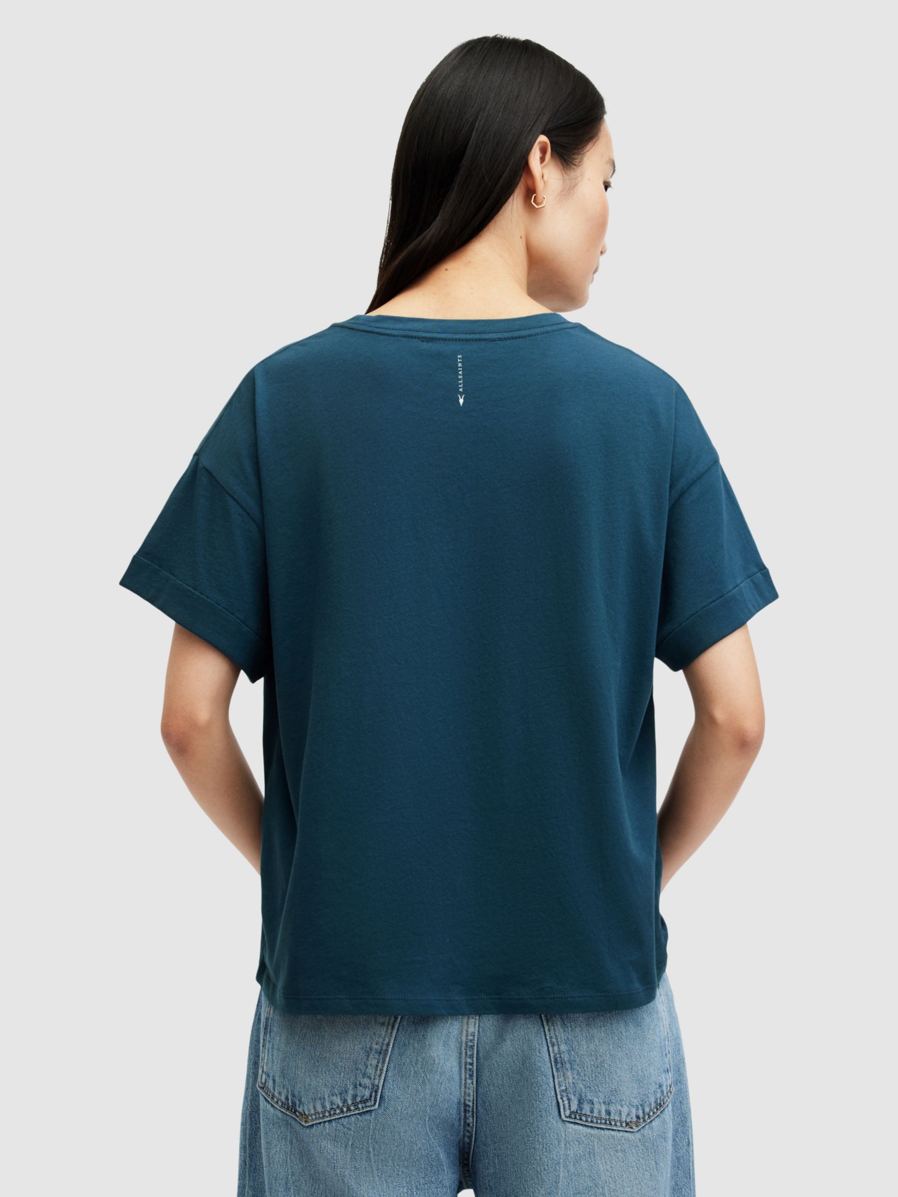 Buy AllSaints Briar Plain Organic Cotton T-Shirt, Ink Blue Online at johnlewis.com