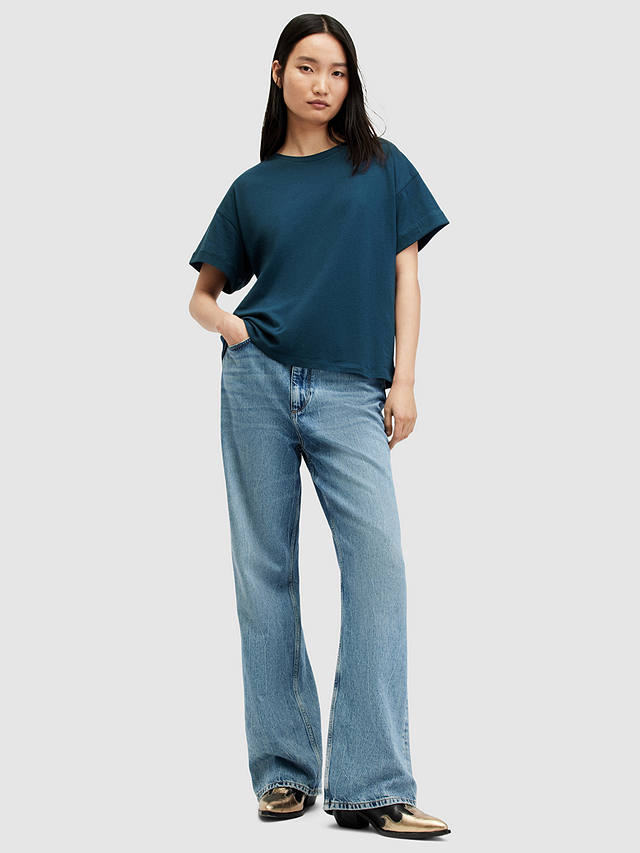 AllSaints Briar Plain Organic Cotton T-Shirt, Ink Blue
