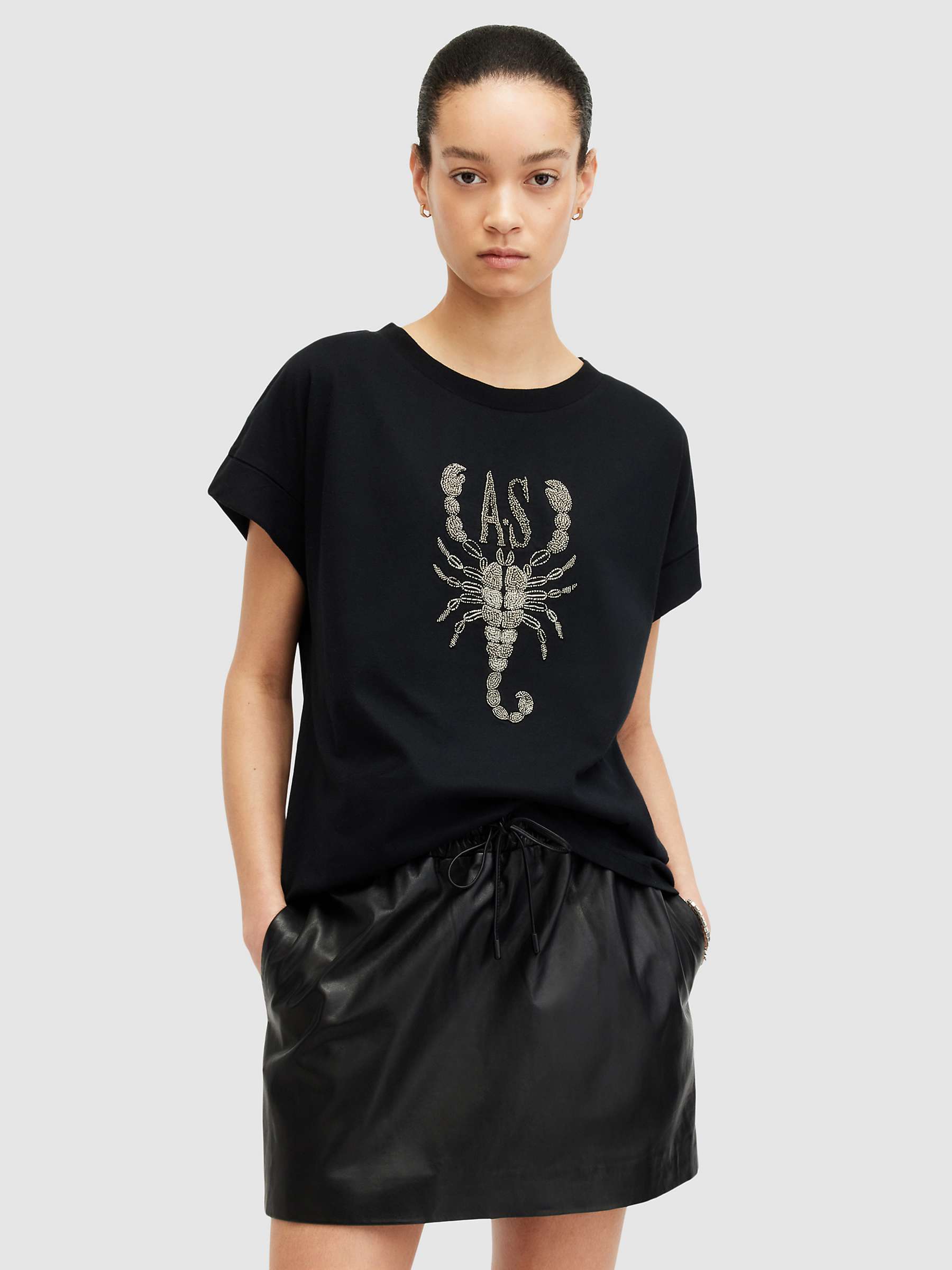 Buy AllSaints Scorpion Imogen Boy Organic Cotton T-Shirt, Black Online at johnlewis.com