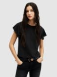 AllSaints Isabel Frill Sleeve T-Shirt, Black