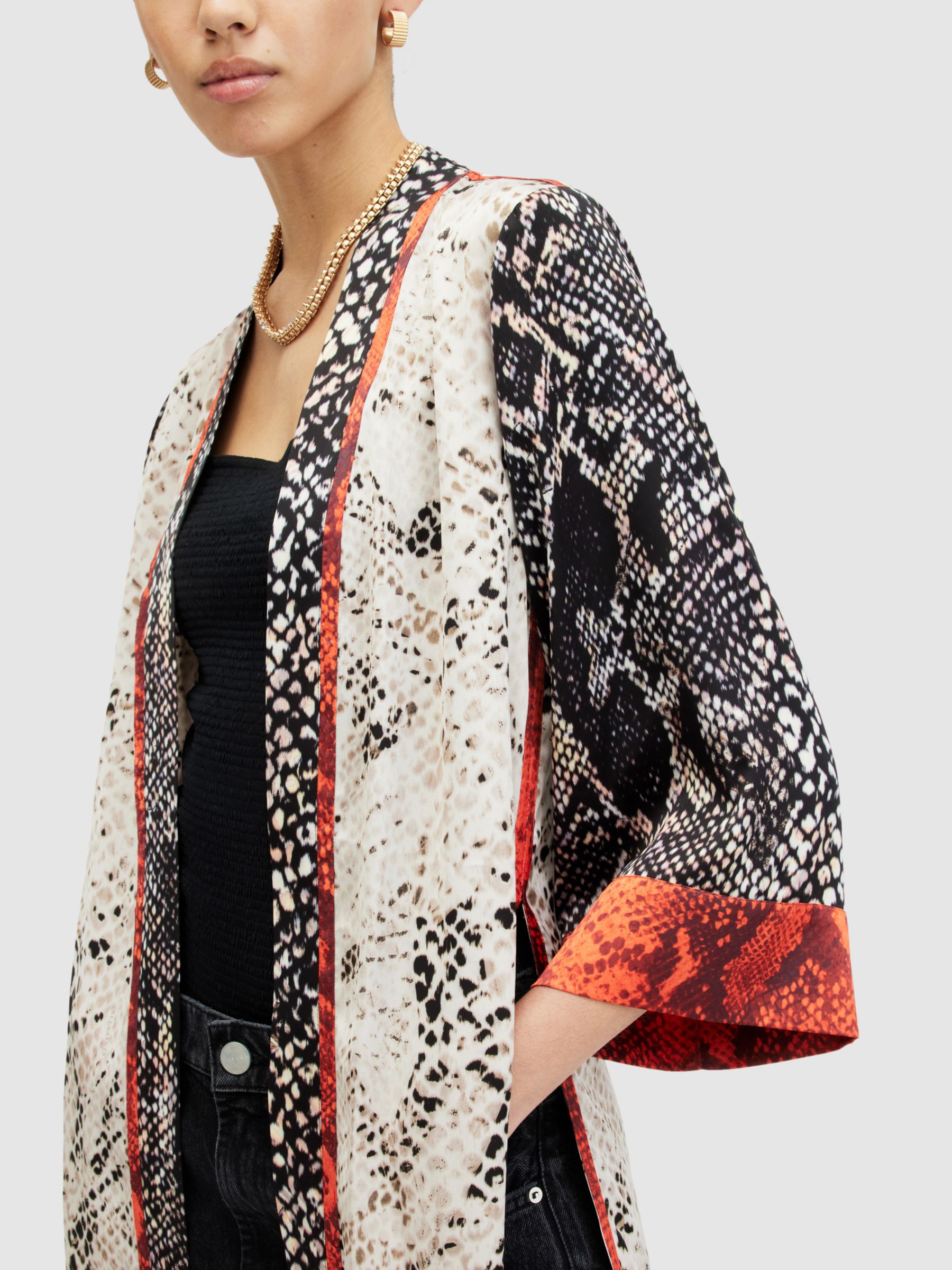 Buy AllSaints Casa Waimea Snake Print Kimono, Black/Multi Online at johnlewis.com