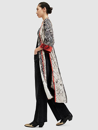 AllSaints Casa Waimea Snake Print Kimono, Black/Multi