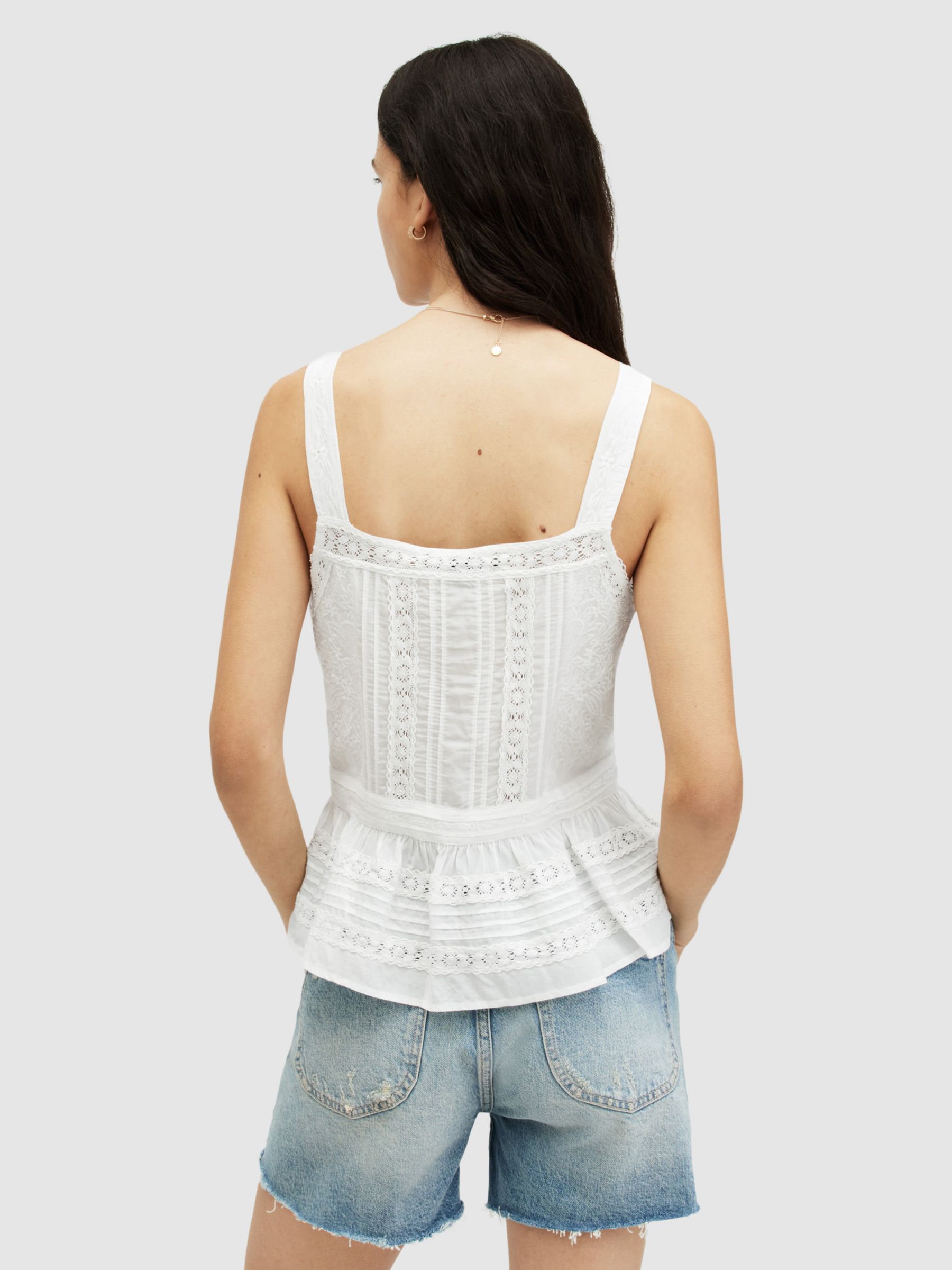 Buy AllSaints Catalina Embroidered Top, Off White Online at johnlewis.com