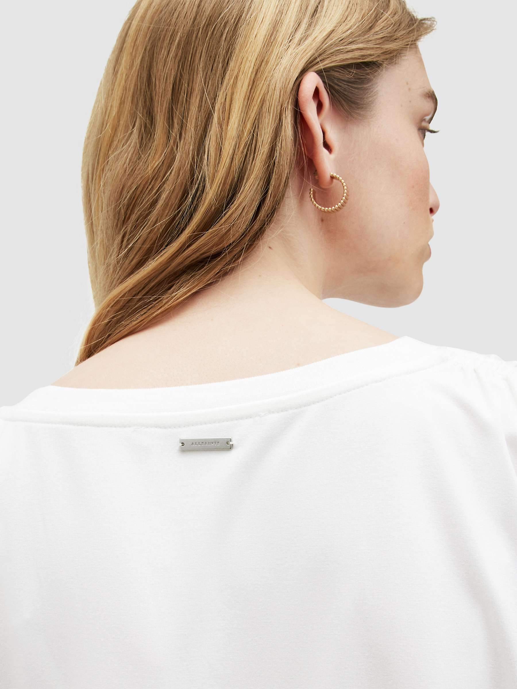 Buy AllSaints Natalie Gathered Detail T-Shirt, Chalk White Online at johnlewis.com