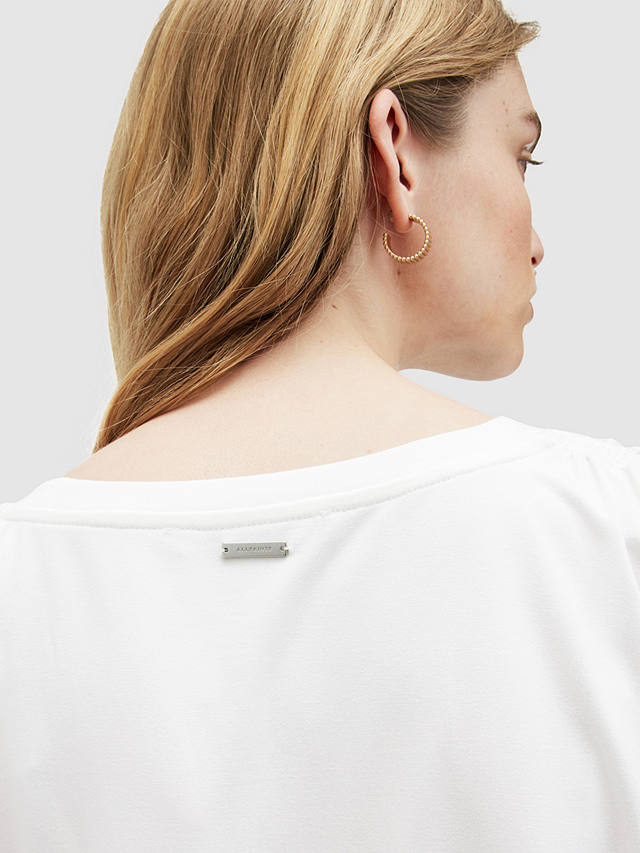 AllSaints Natalie Gathered Detail T-Shirt, Chalk White