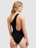 AllSaints Correl Asymmetric High Leg Swimsuit, Black