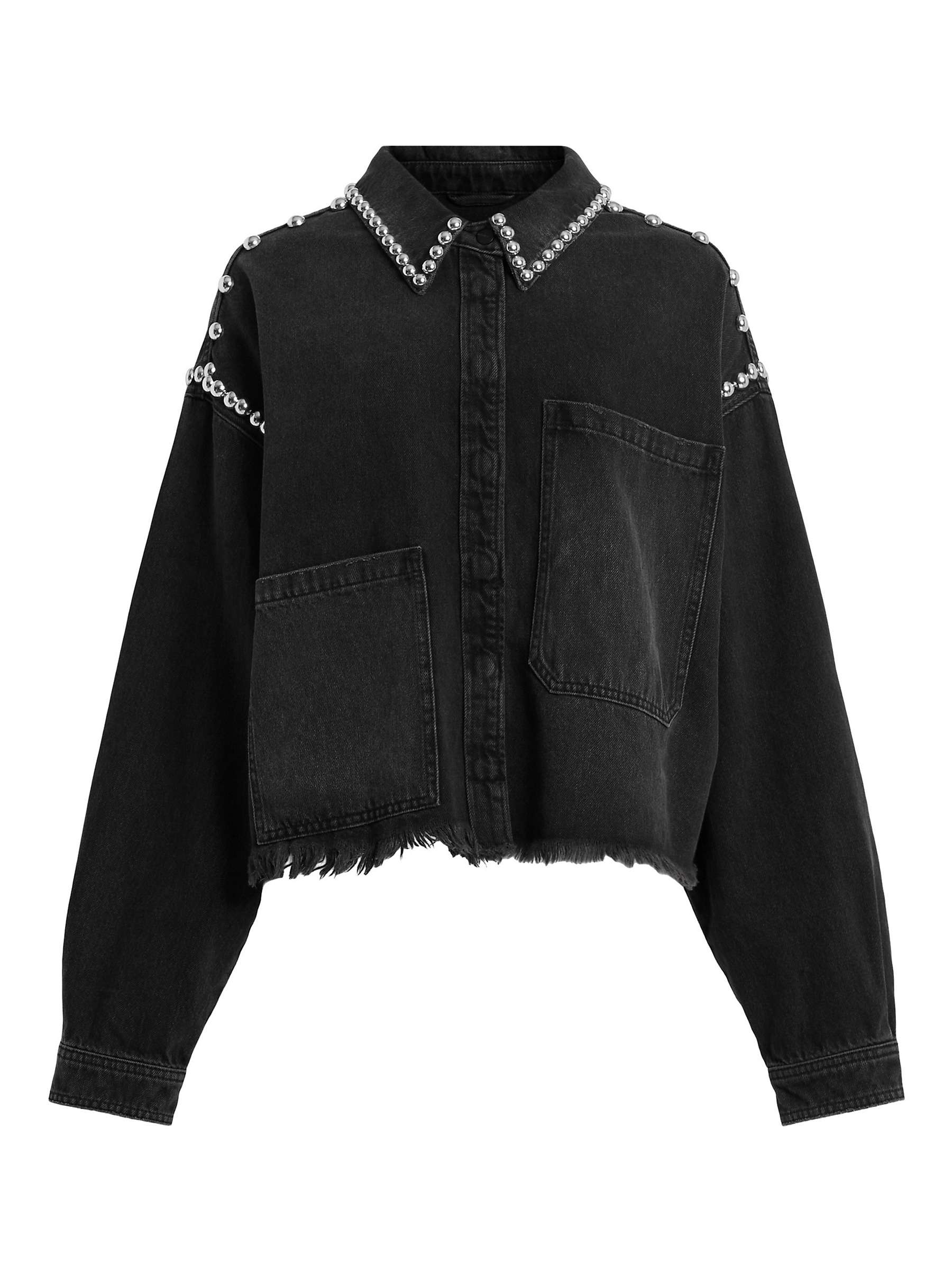 Buy AllSaints Nicky Stud Denim Shirt, Washed Black Online at johnlewis.com