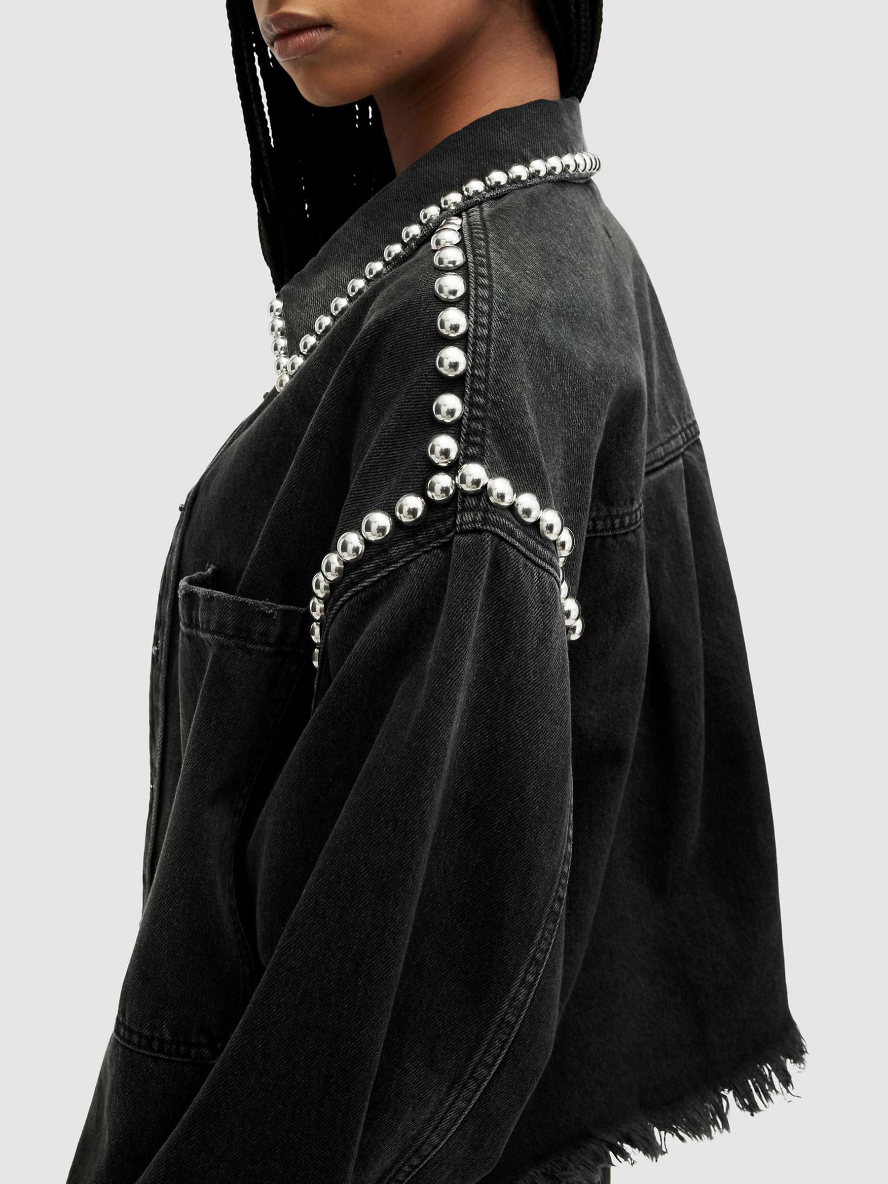 Buy AllSaints Nicky Stud Denim Shirt, Washed Black Online at johnlewis.com