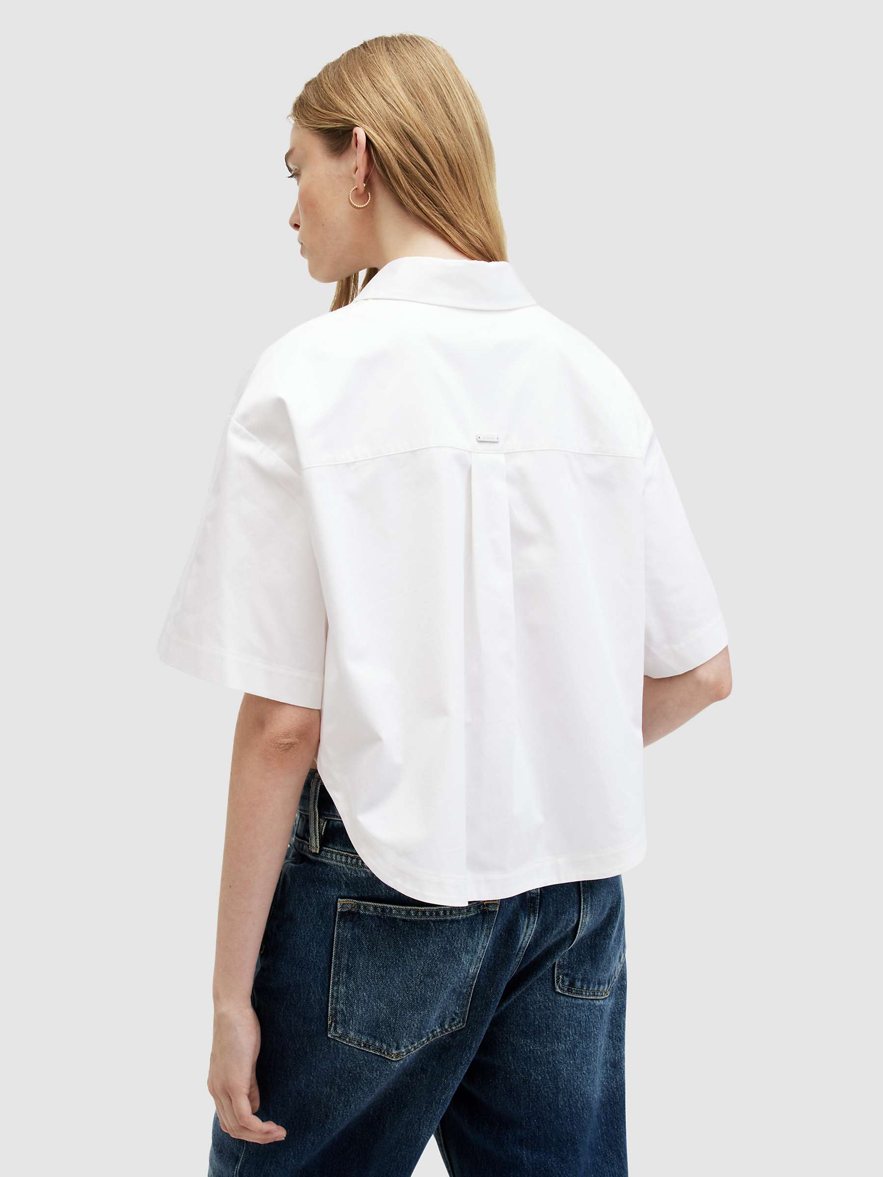 Buy AllSaints Joanna Organic Cotton Cropped Shirt, White Online at johnlewis.com