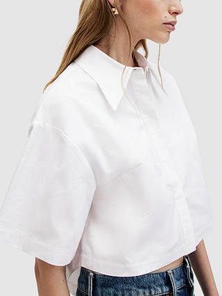 AllSaints Joanna Organic Cotton Cropped Shirt, White