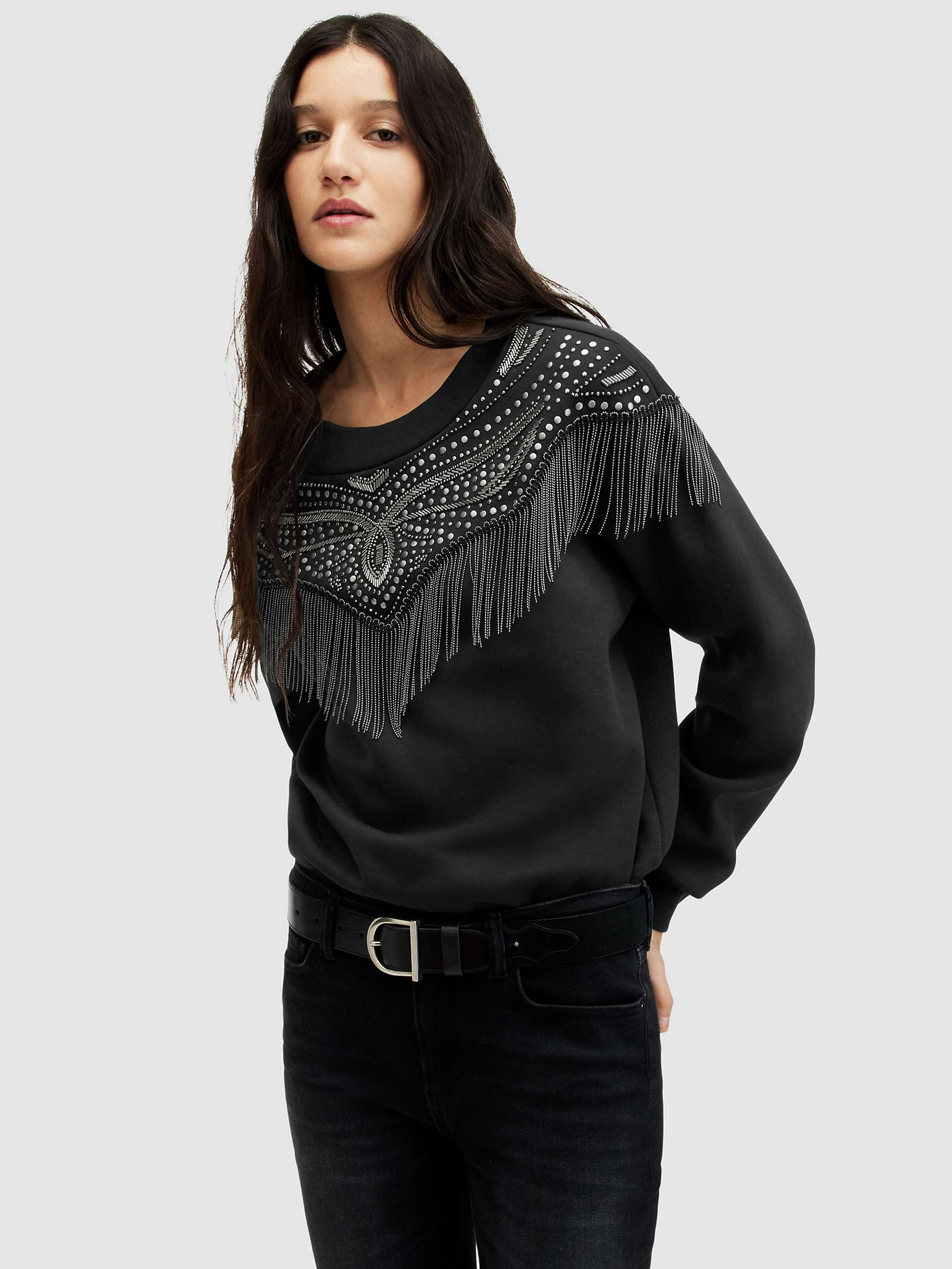 Buy AllSaints Winona Jaine Embellished Sweatshirt, Black Online at johnlewis.com