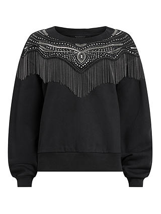 AllSaints Winona Jaine Embellished Sweatshirt, Black
