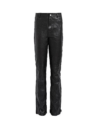 AllSaints Pearson Leather Bootcut Trousers, Black
